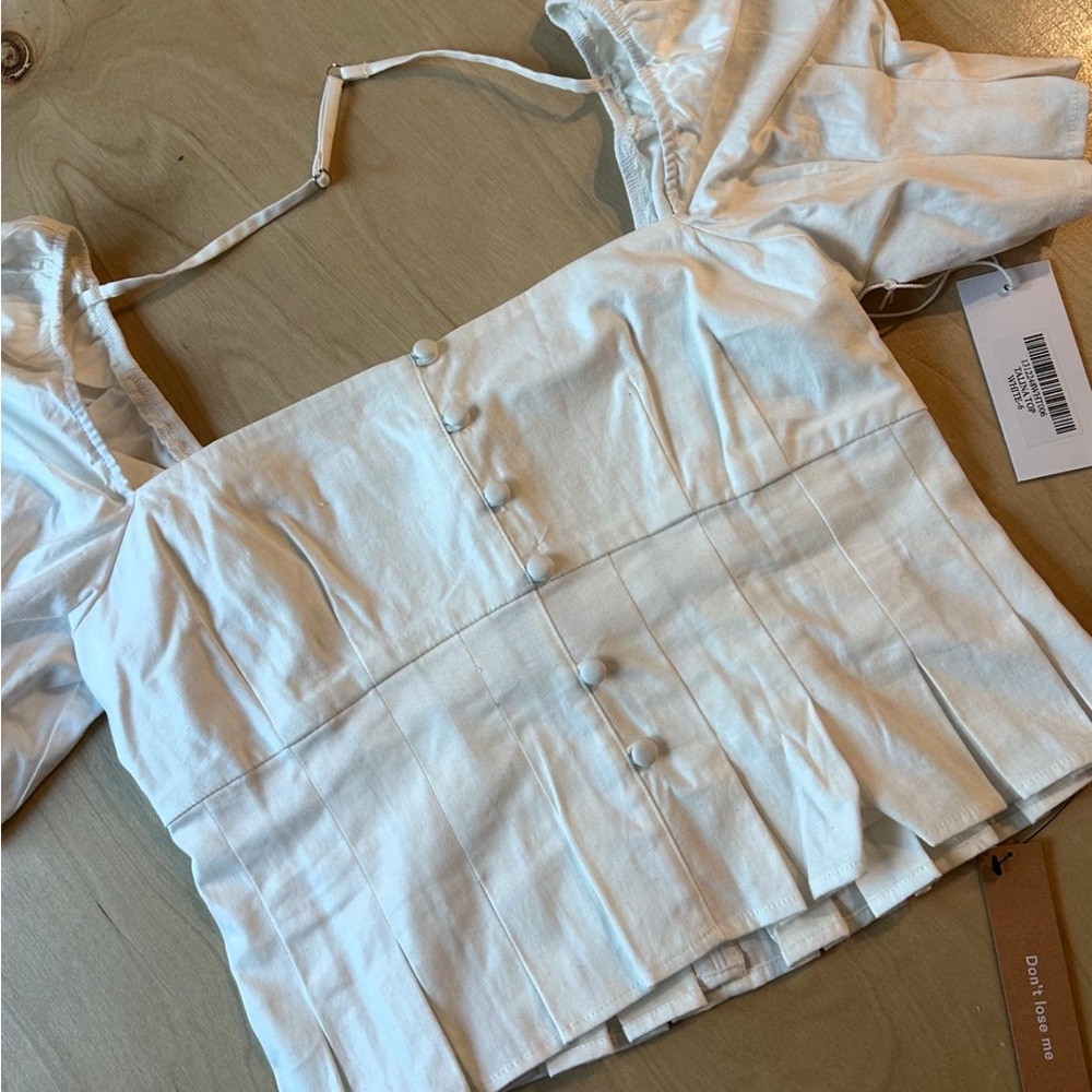Reformation White Pleated Shirt
